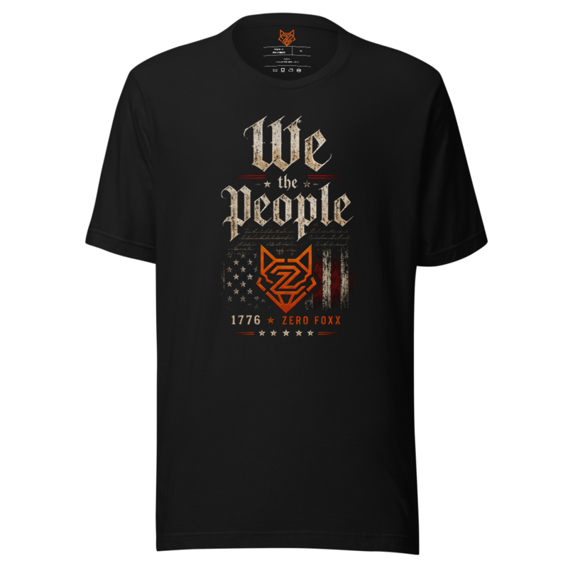 We the People — Script & Stars | Double-Sided Tee — Black / XS