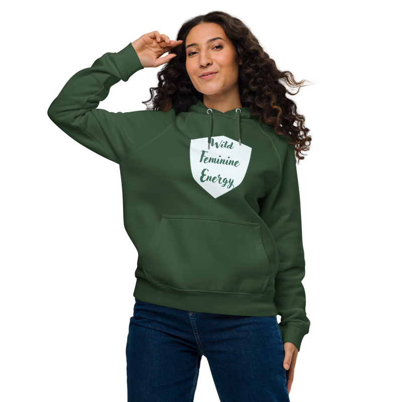 Wild Feminine Energy Unisex raglan hoodie – XL, Bottle green