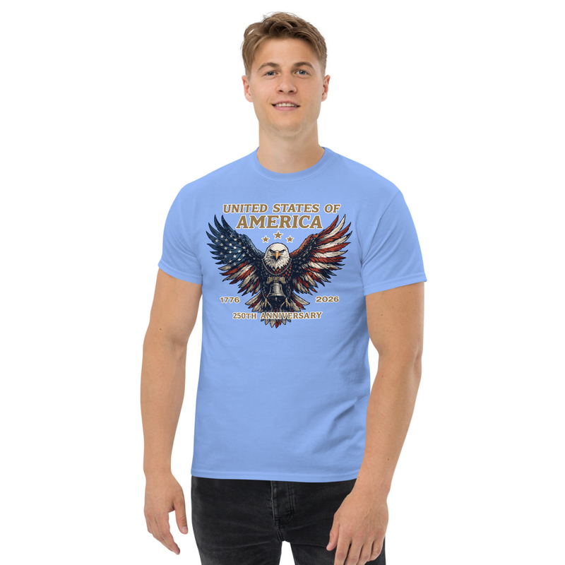 USA 250 | Spread Eagle Unisex Classic Tee – XL, Carolina Blue