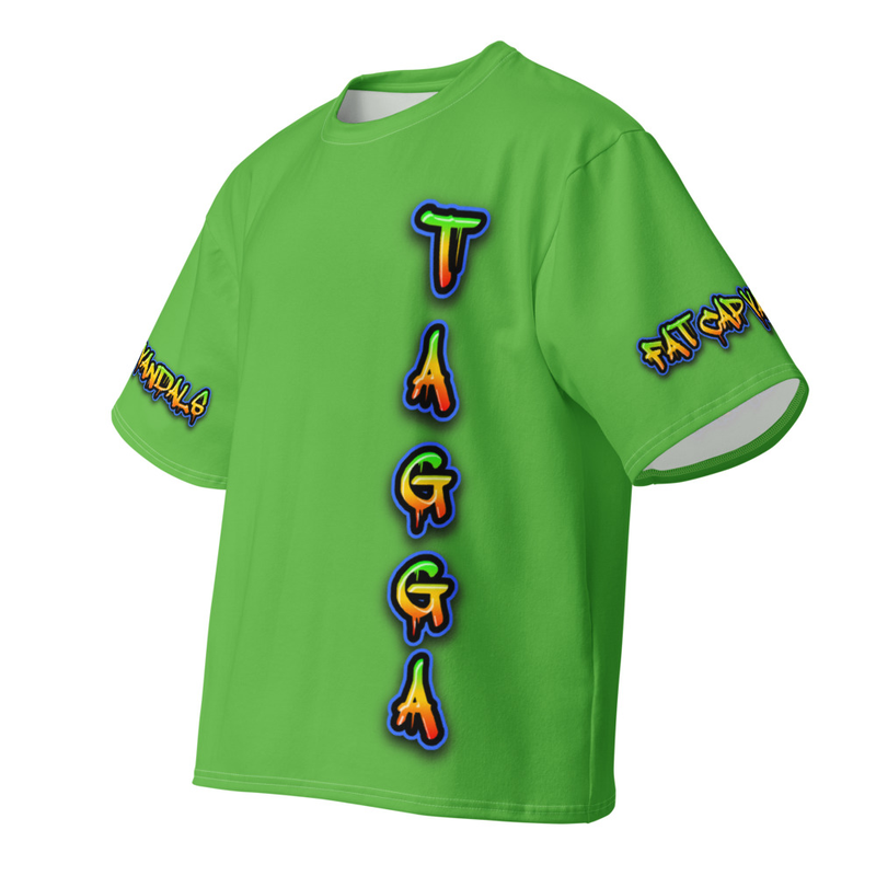 TAGGA / FAT CAP VANDALS / GREEN AOP Oversized cotton t-shirt