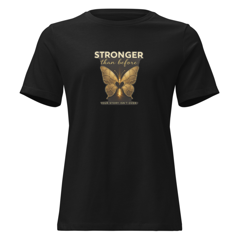 Stronger Than Before Butterfly Tee - "Your Story Isn't Over" Inspirational Women's Shirt – XL, Black