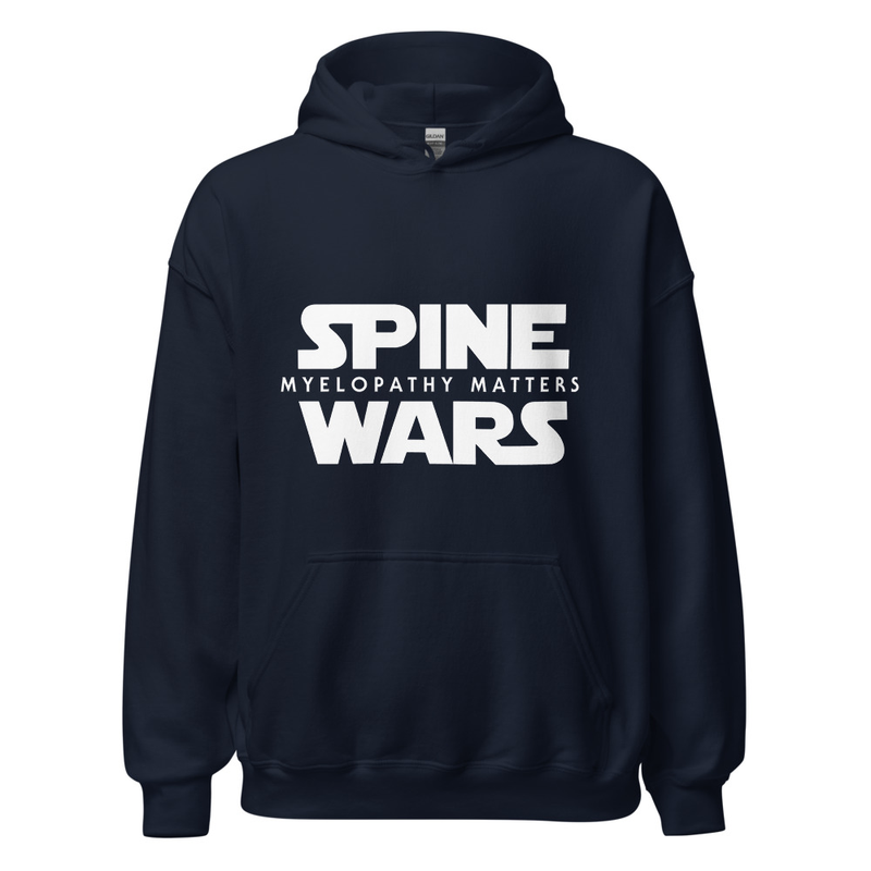 Spine Wars Myelopathy Matters White Print Hoodie – 2XL, Navy
