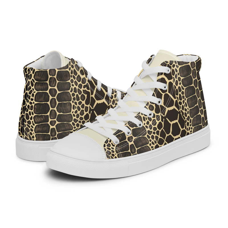 Black and Gold Snake Skin Women’s high top canvas shoes