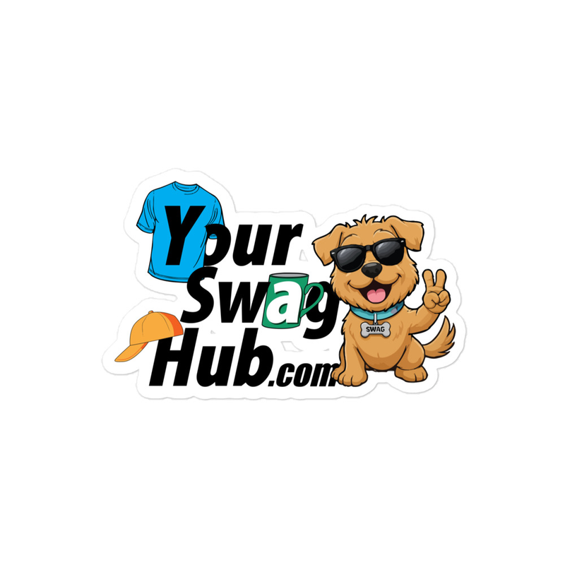 Your Swag Hub Stacked Logo Sticker – 4″×4″, White