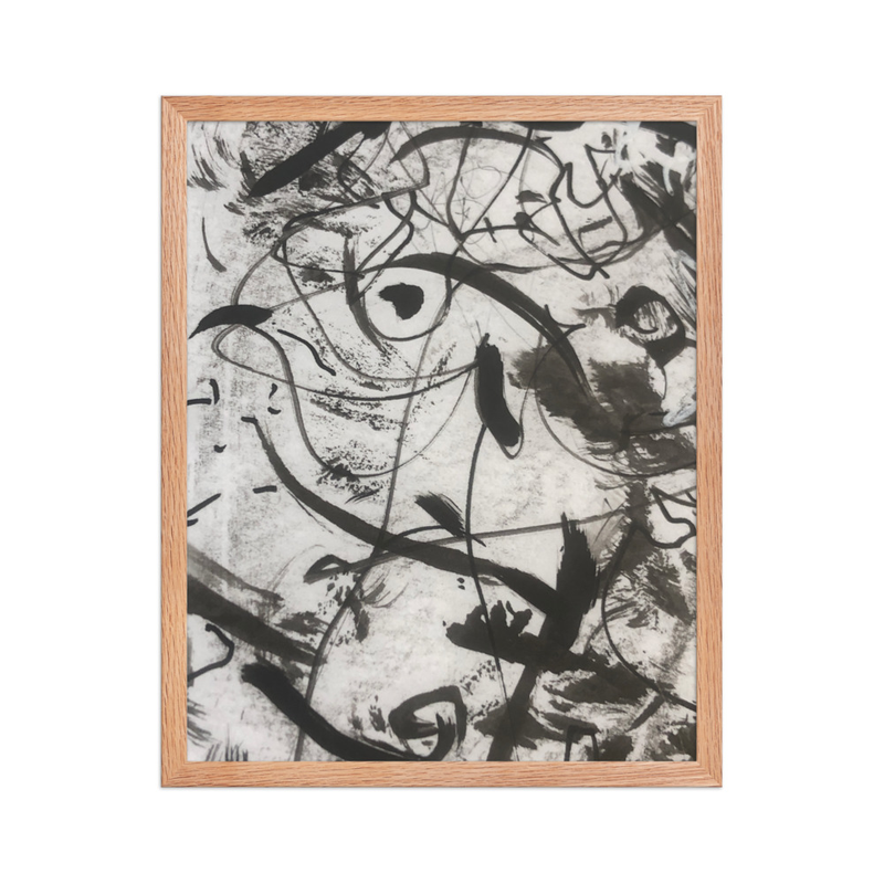 Perceptual Field 0142 – Something Looking Back – Framed Print – 16″×20″, Red Oak