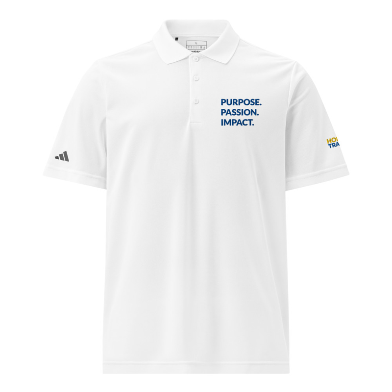 HFTT adidas Sport Polo Shirt | Purpose. Passion. Impact. (White)