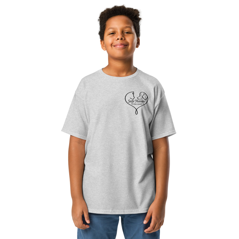 Paw Print Youth T-Shirt Black Logo – XS, Sport Grey