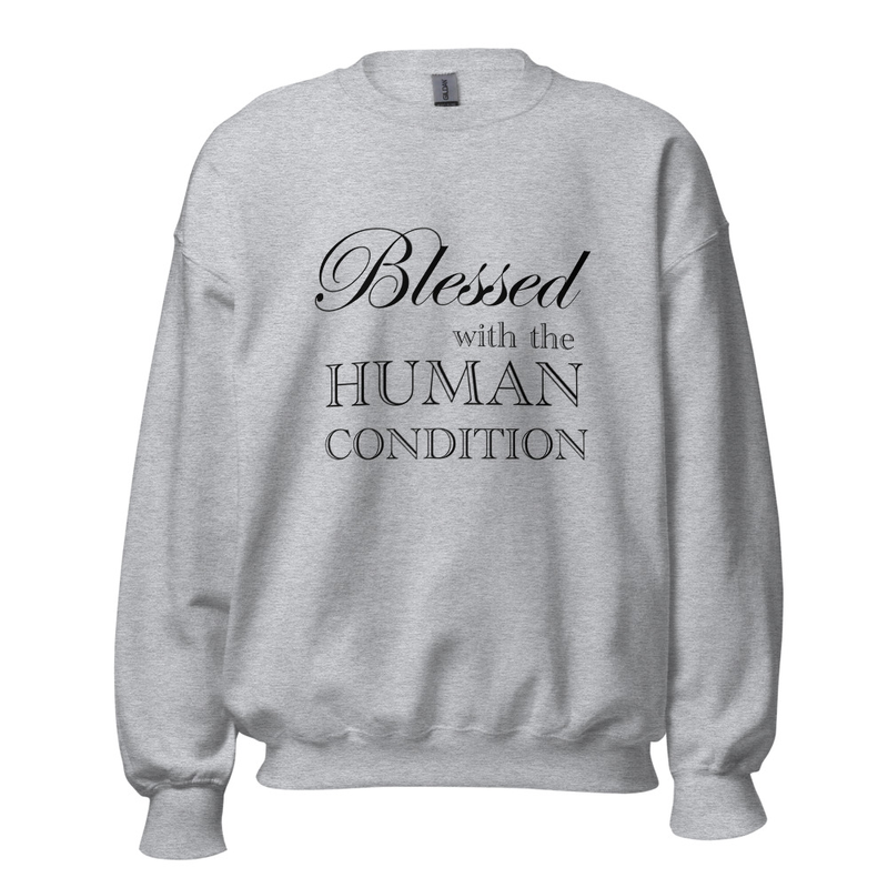 Blessed Unisex Sweatshirt Dark Letters – S, Sport Grey