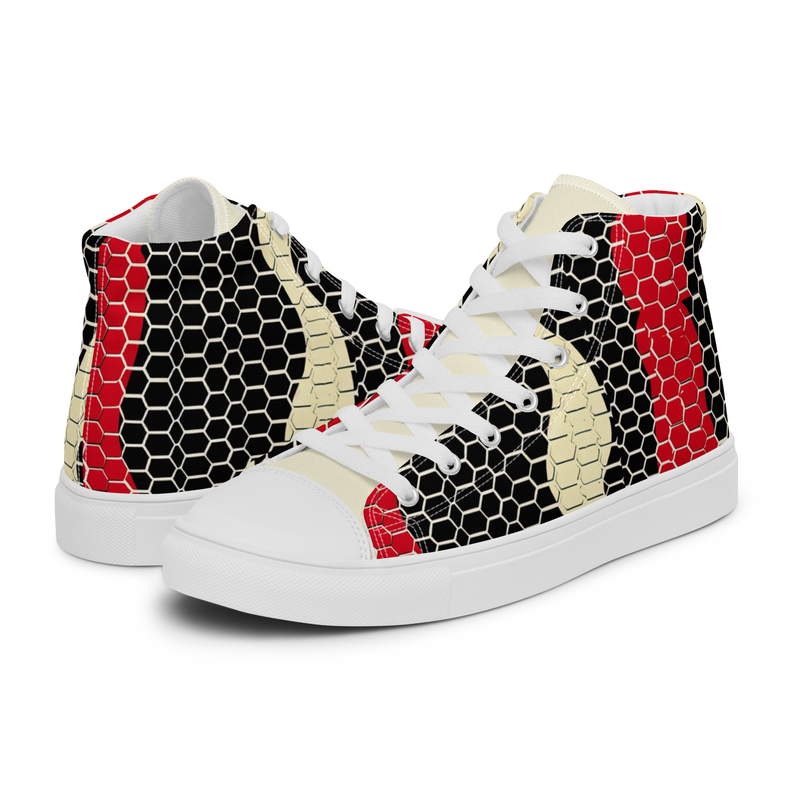 Snake Skin Red and Black - Portland Basketball Inspired - Men’s high top canvas shoes