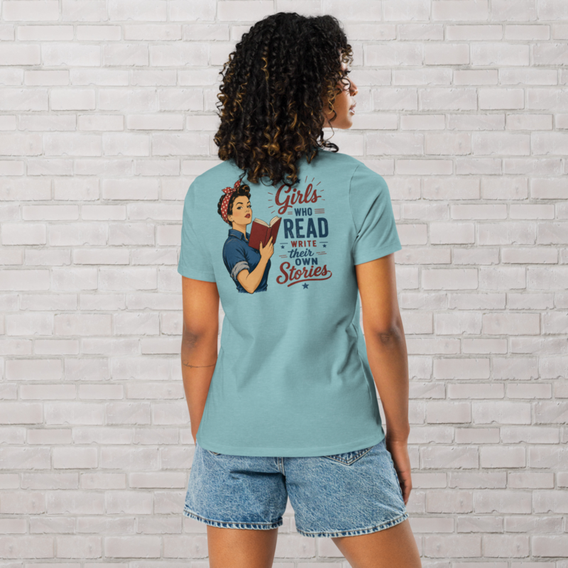 Girls Who Read Women's Relaxed T-Shirt – S, Heather Blue Lagoon
