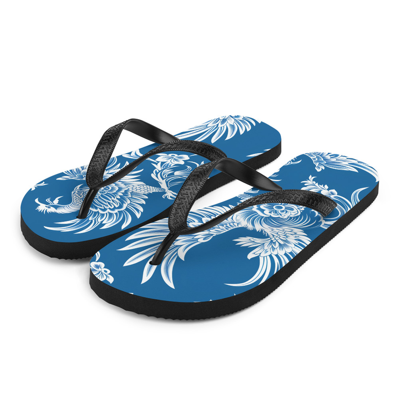 Blue & White Phoenix Flip-Flops House or Outdoor Slippers