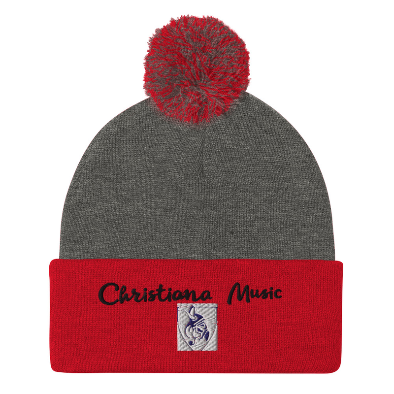CHS Music Pom-Pom Beanie – One size, Dark Heather Grey/ Red