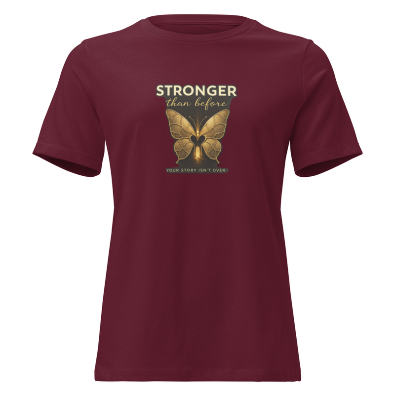 Stronger Than Before Butterfly Tee - "Your Story Isn't Over" Inspirational Women's Shirt – Image 3