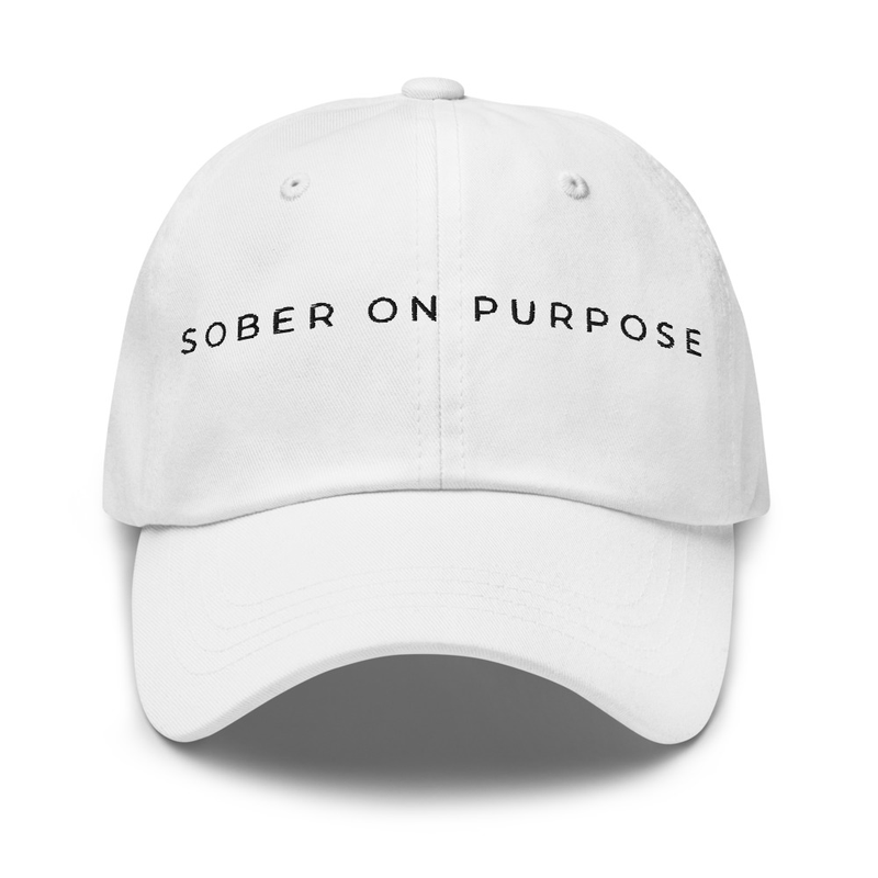 Sober on Purpose Dad Hat // White hat