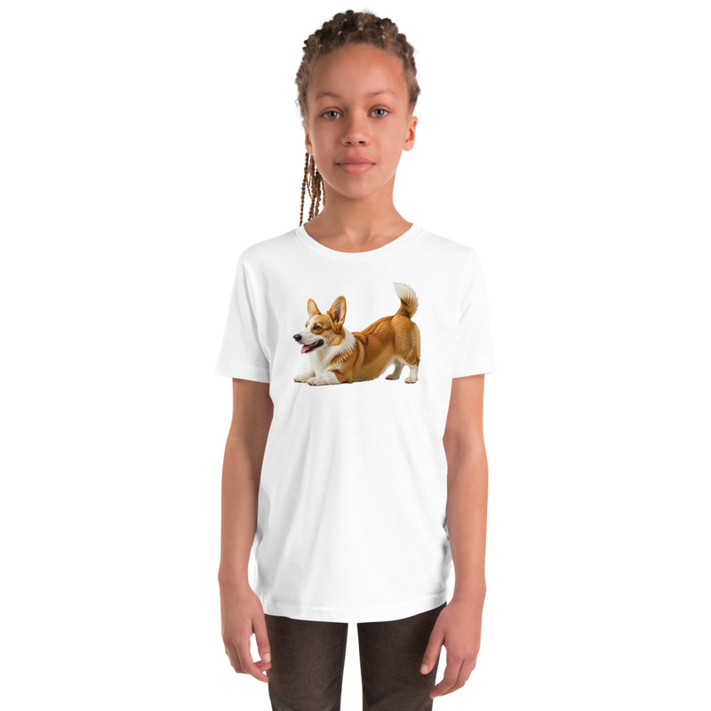Downward Dog Corgi Youth T-Shirt — Pembroke Welsh Corgi