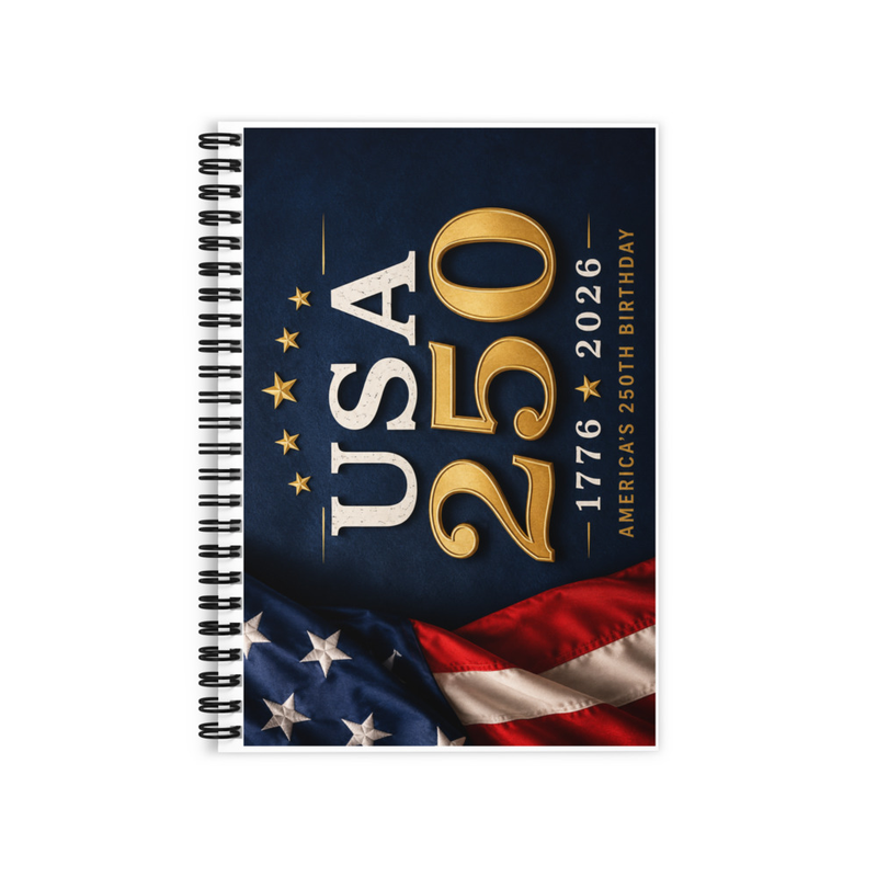 USA 250 Birthday Ruled Line Spiral Notebook