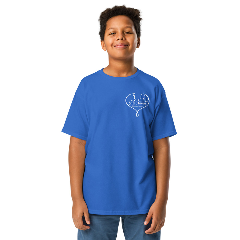 Paw Print Youth T-Shirt White Logo – XL, Royal