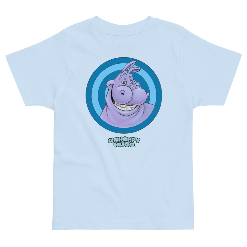 Unhappy Hugo Blue Circles T-Shirt for Preschoolers – 5/6, Light Blue