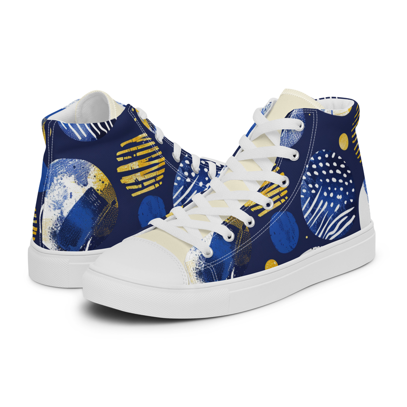 Golden State Blue and Gold Women’s high top canvas shoes