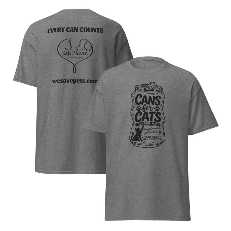 Cans For Cats Unisex T-Shirt – M, Graphite Heather
