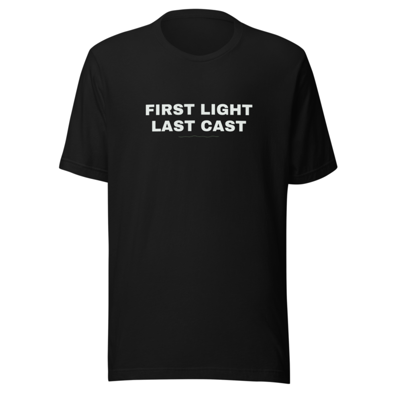 FIRST LIGHT LAST CAST Tee mockup