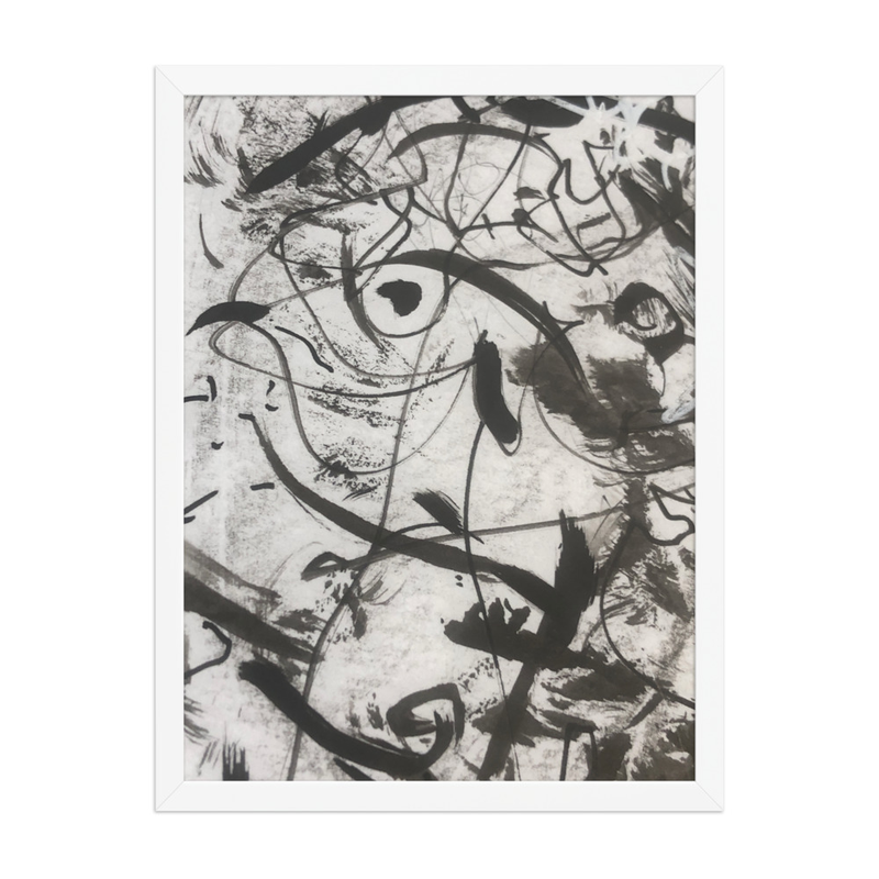 Perceptual Field 0142 – Something Looking Back – Framed Print – 18″×24″, White