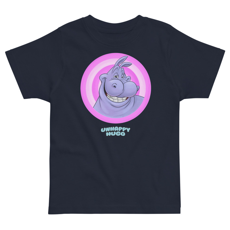 Unhappy Hugo Pink Circles T-Shirt for Preschoolers – 2, Navy