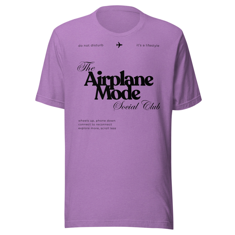 Airplane Mode Tee – L, Heather Team Purple