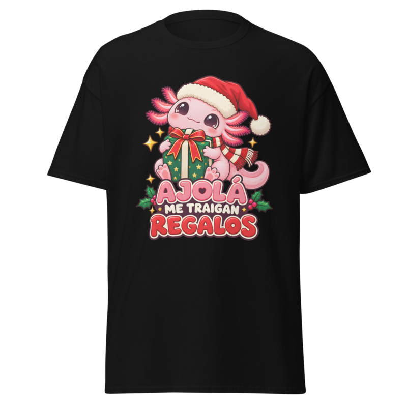 Ajolote navideño: Camiseta unisex · Negro