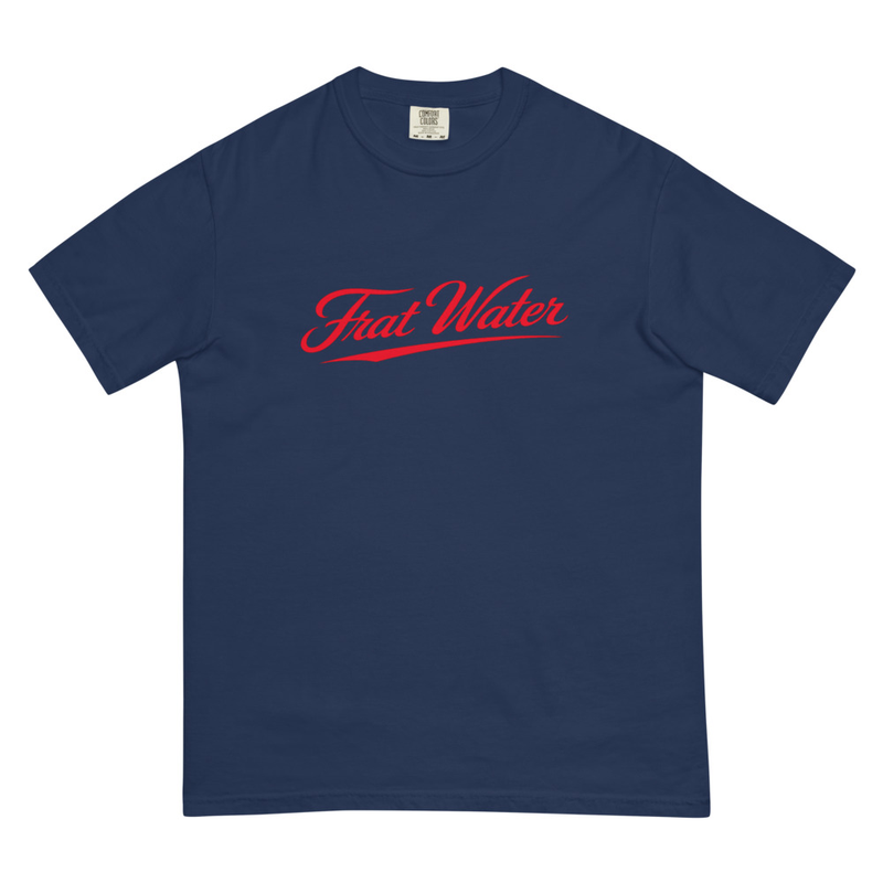 Navy FratWater heavyweight T-shirt with the FratWater wordmark