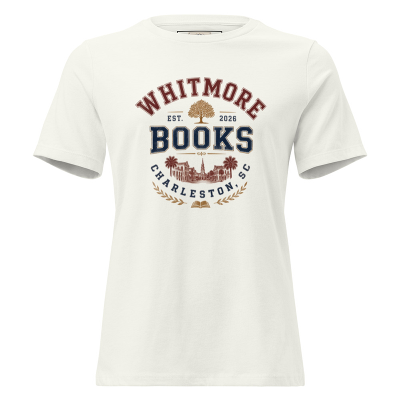 Whitmore Books Women's Relaxed T-Shirt – S, Vintage White
