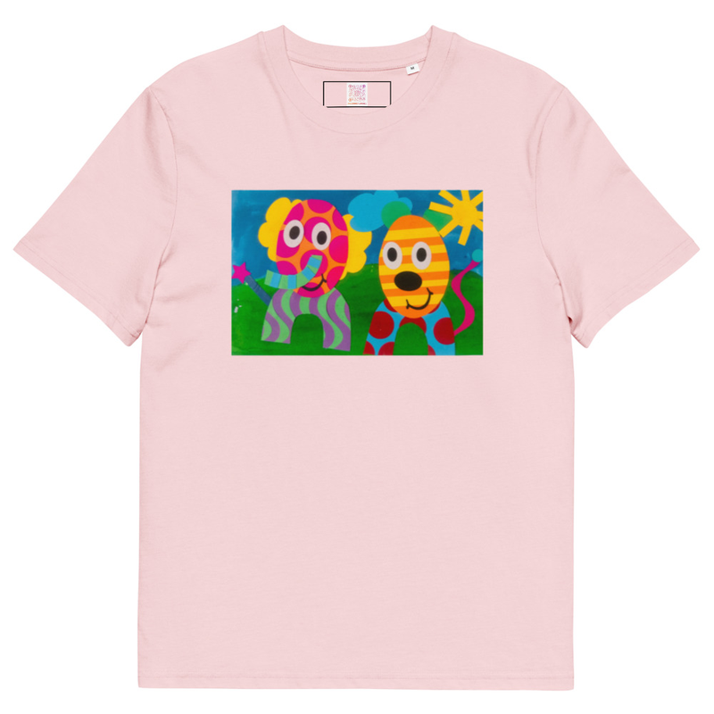 The Elephant & Cheetah - Unisex Organic Cotton Tee – S, Cotton Pink