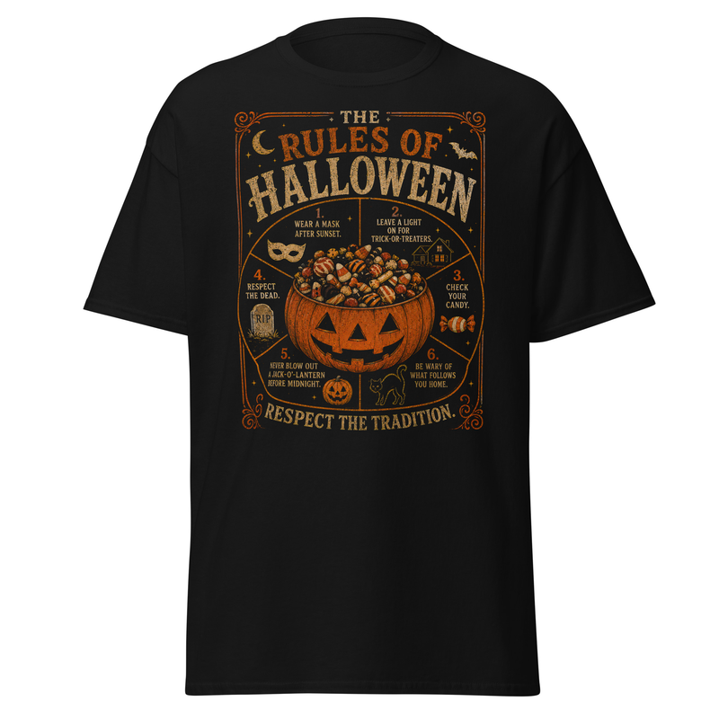 The Rules of Halloween Shirt | Vintage Retro Pumpkin Spooky Tradition Tee