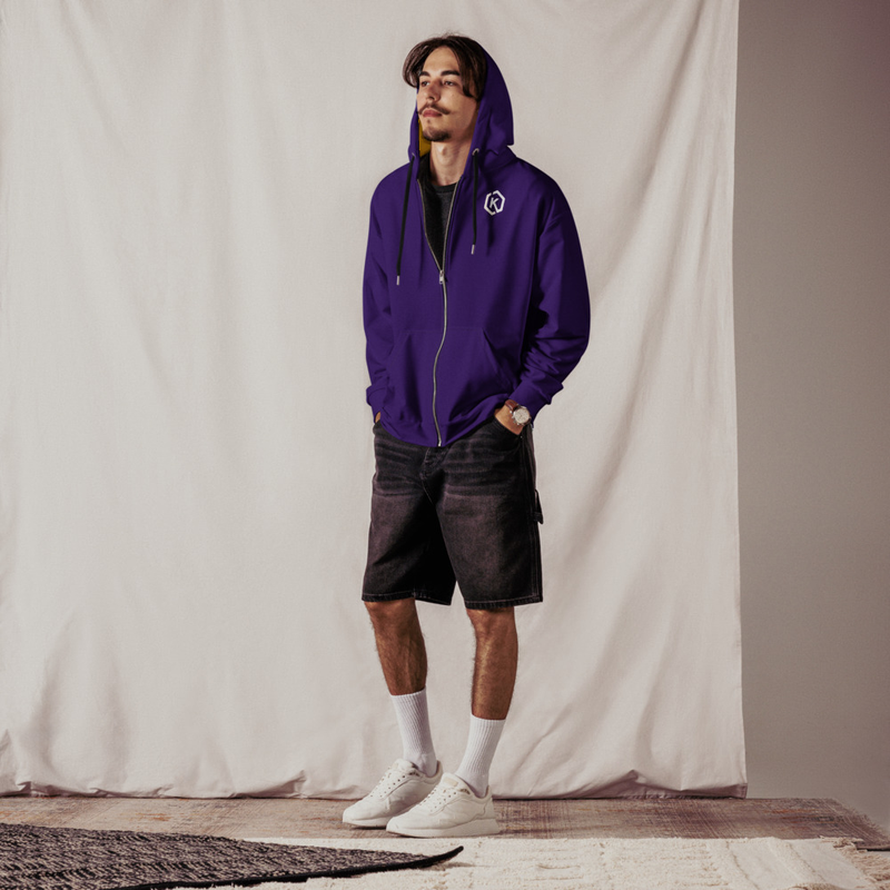 Kicxs Unisex Zip-Up Hoodie - Purple/Yellow
