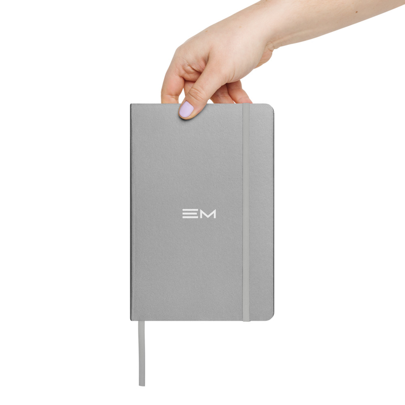 EM Hardcover Notebook – 5.5″×8.5″, Silver