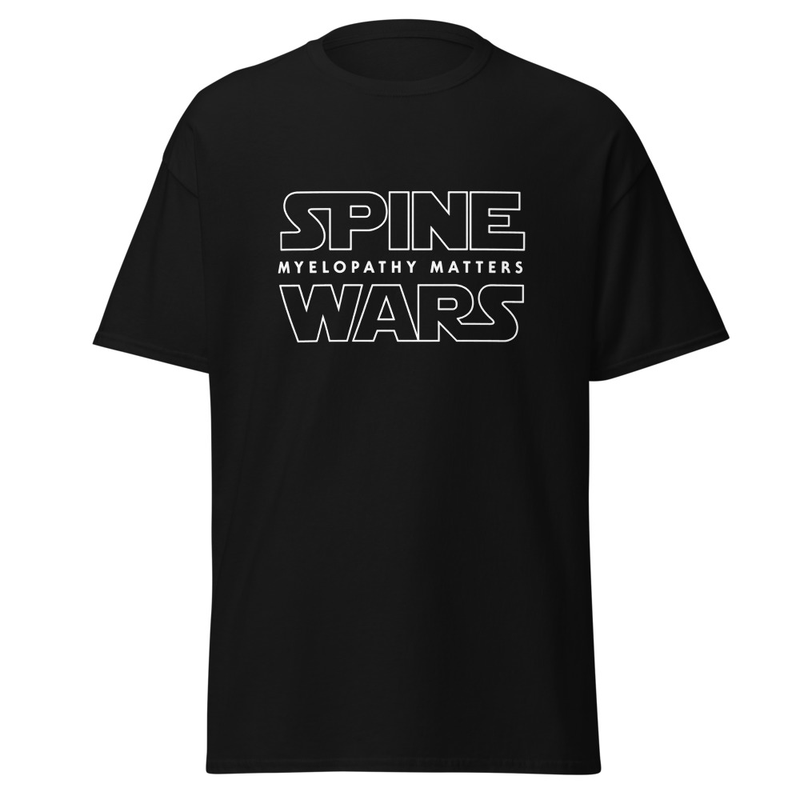 Spine Wars Myelopathy Matters White Pin Print T