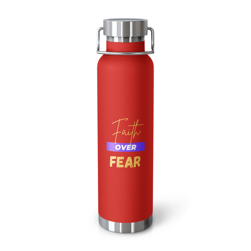 Faith Over Fear Copper Vacuum Insulated Bottle (22oz) – 22oz, Red