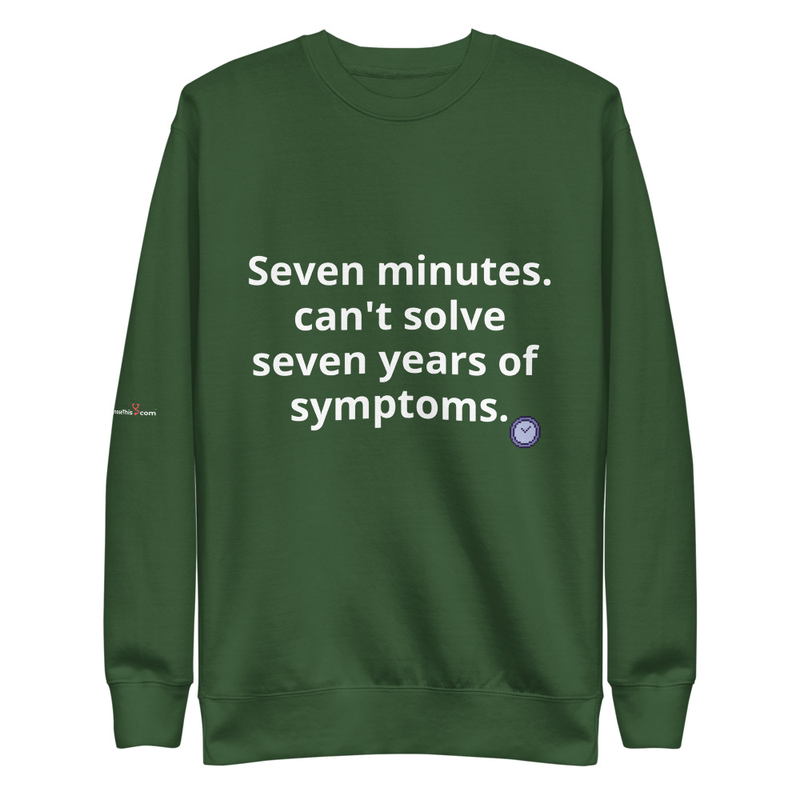Seven minutes. can't solve seven years of symptoms. – S, Forest Green