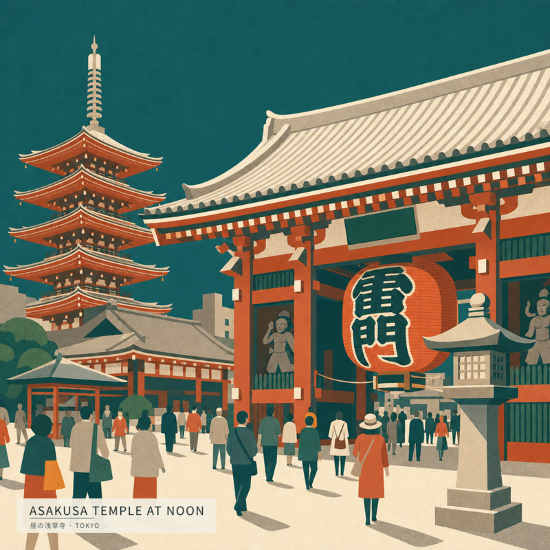 Asakusa Temple at Noon(昼の浅草寺)のアートワーク