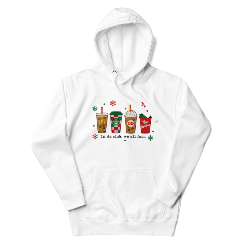 In da Club, We All Fam Holiday Coffee Cup Design Unisex Hoodie – view 8