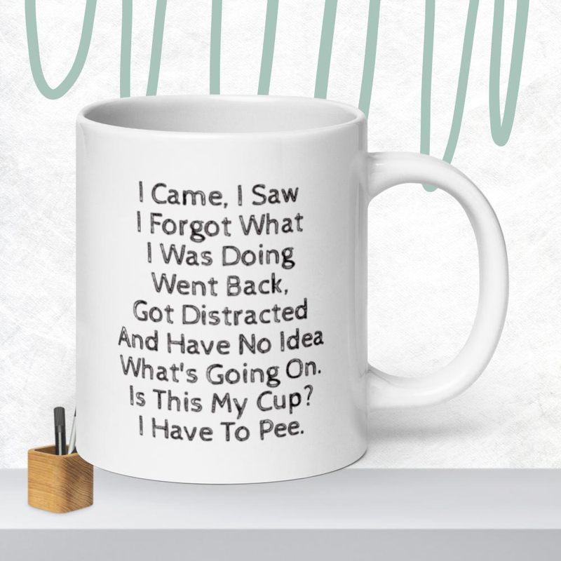 Forgetful glossy mug – 20 oz, White