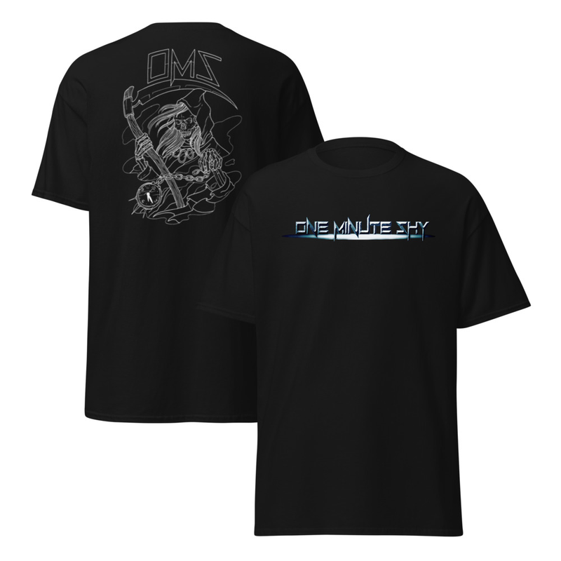 One Minute Shy Logo and Reaper T-shirt