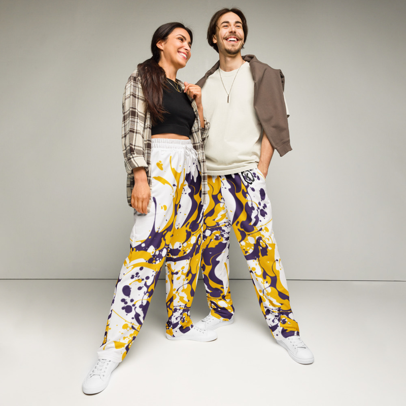Kicxs Wide-Leg Joggers - Purple/Yellow/White
