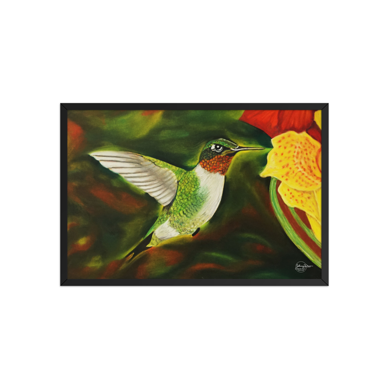 Hummingbird 2 Framed Print – 20″×30″, Black