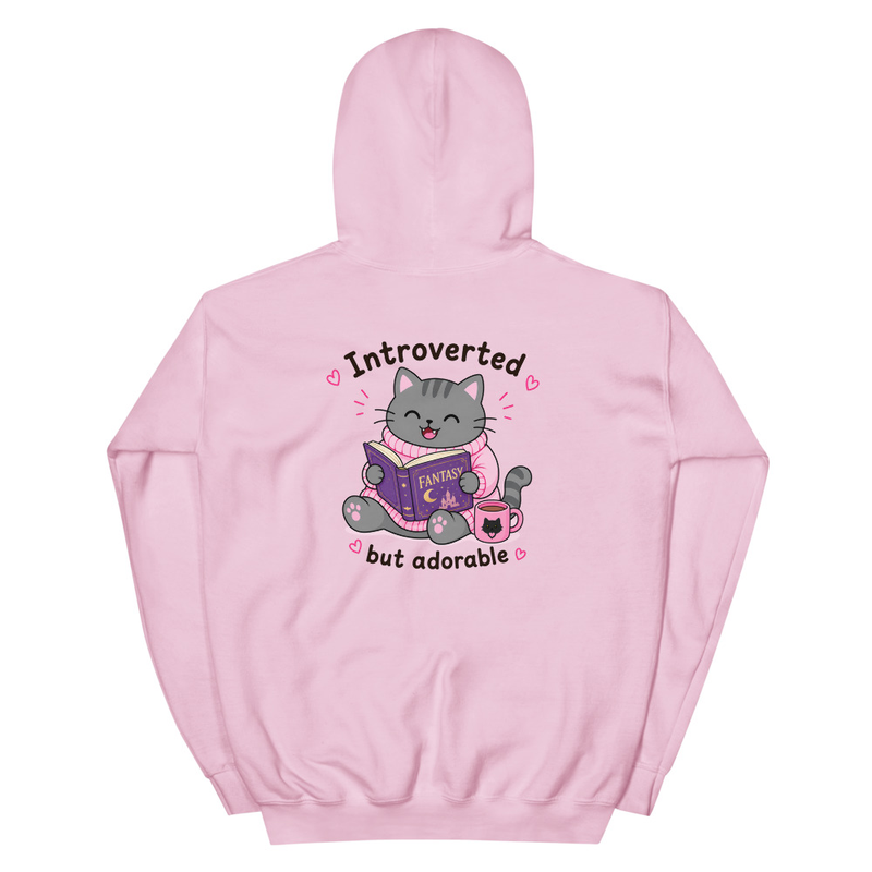 Introverted but adorable Grey Hoodie – 2XL, Light Pink