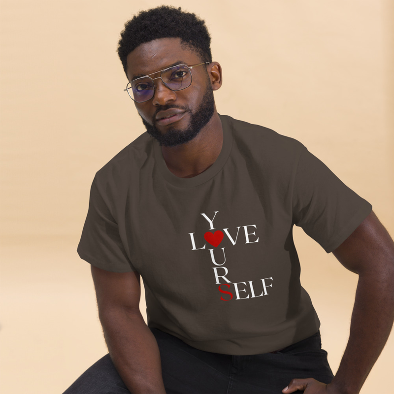 Love Yourself Men's dark classic tee – XL, Dark Chocolate