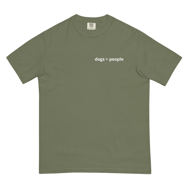 dogs > people Unisex garment-dyed heavyweight t-shirt – XL, Moss