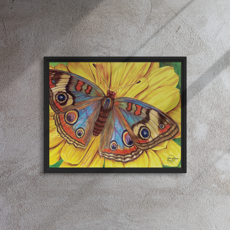 On The Wings of Love Framed canvas – 16″×20″, Black