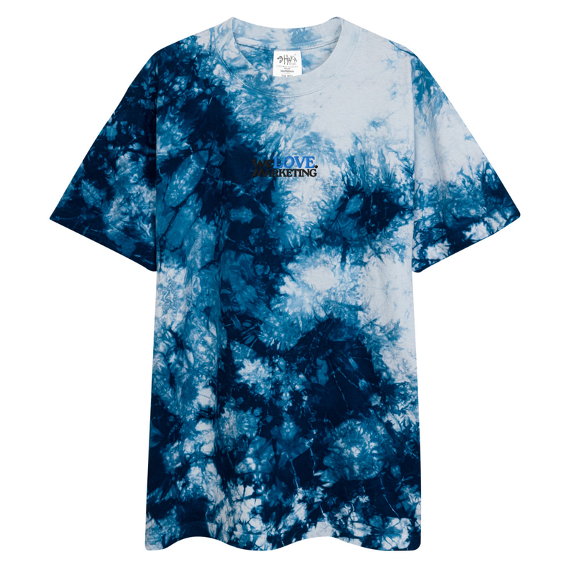 Embroidered Oversized Tie-Dye Shirt – XL, Navy / White