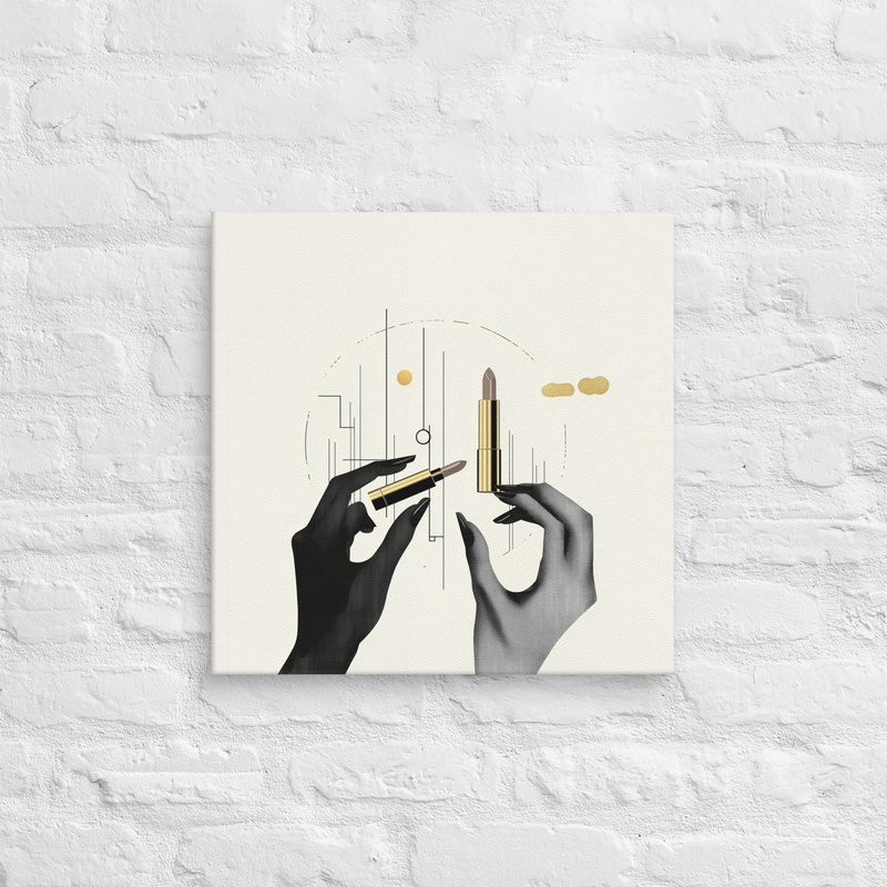 Minimalist Lipstick Art on Canvas